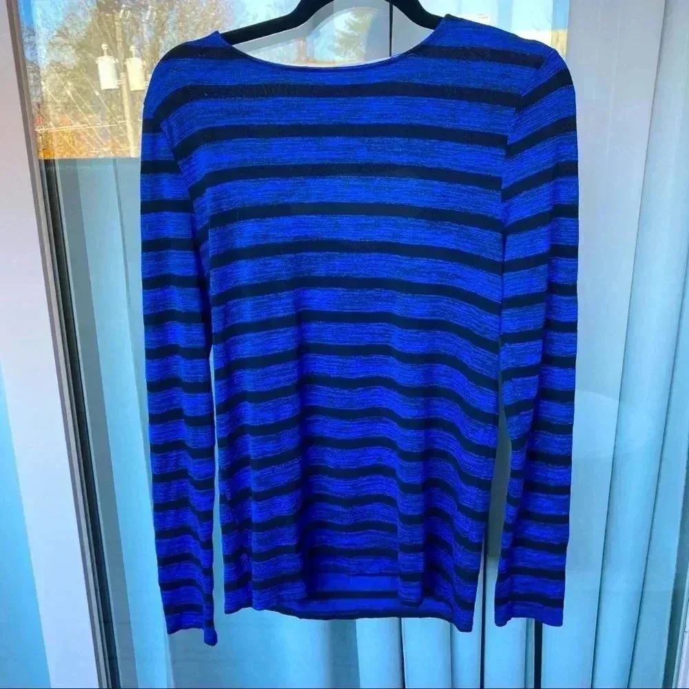 Michael Stars Blue Striped Cotton Top One Size w/Open Back Detail​​